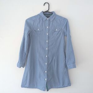 Tommy Hilfiger Girls Blue & White Striped Shirt Dress | Preppy Classic ~ Size 12